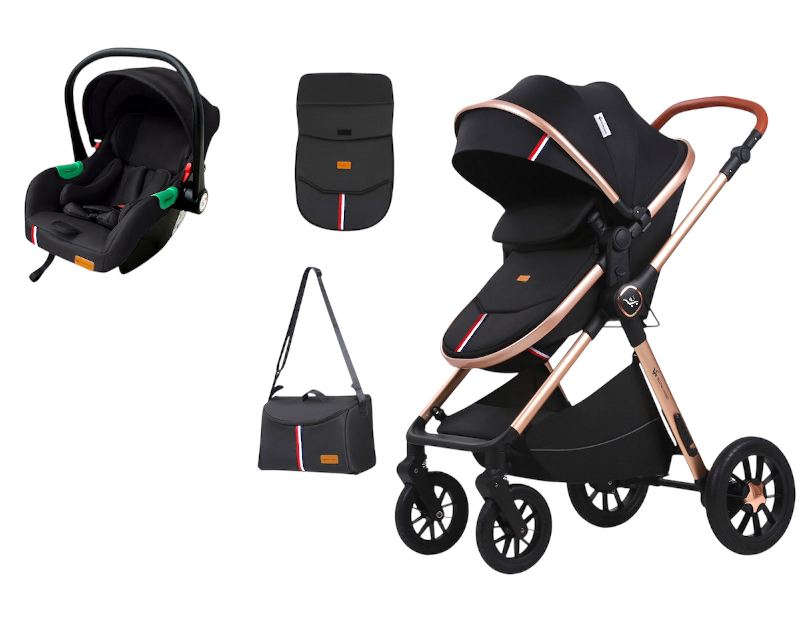 Baby Pram Buggy Car Seat 3 in 1 Travel System Pushchair One Size Fits All