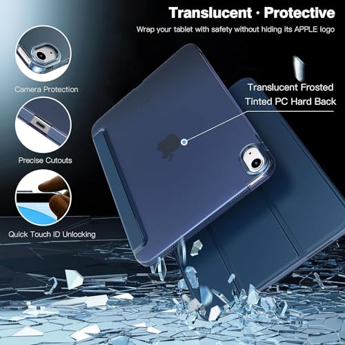 SU for A16 2025 11th / 10th Generation (2025/2022,11 inch/10.9 Inch), Slim Stand Hard PC Translucent Back Shell Smart Cover Case, Support Touch ID, Auto Wake/Sleep