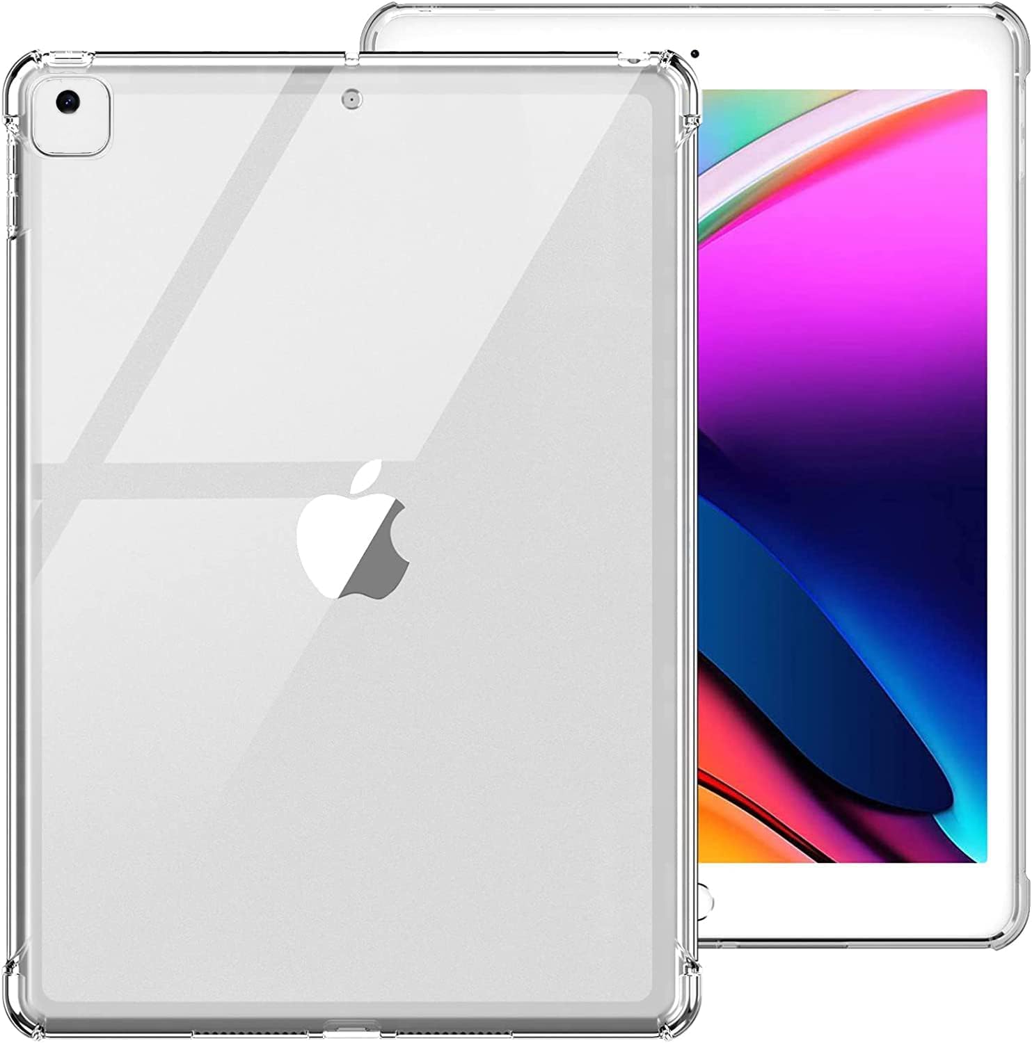 (DV) Silicone Gel Bumper Case for Apple iPad 10.2" 2019/2020/2021 (7th/8th/9th) Generations - Slim Back Shell Soft Transparent Cover