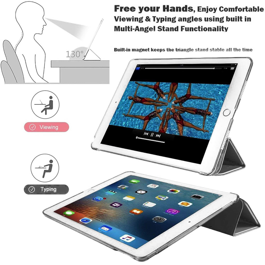 SU Case for iPad Pro 12.9 Case 2nd Generation 2017/1st Generation 2015(Model: A1584 A1652 A1670 A1671 A1821), Ultra Slim Lightweight Stand Smart Case with Translucent Frosted Back Cover
