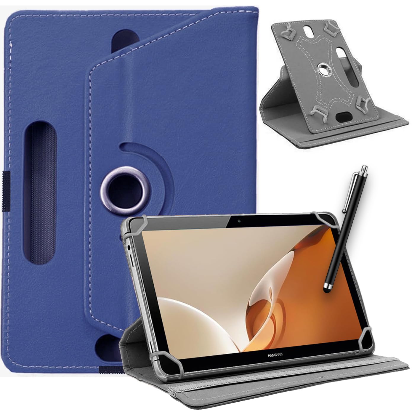 SU 10 inch Tablet Case - Universal Stand Case Folio Cover Magic Leather 360° Rotating Case Fits for ALL 10 Inch & 10.1in Inch Tablets + Stylus Pen