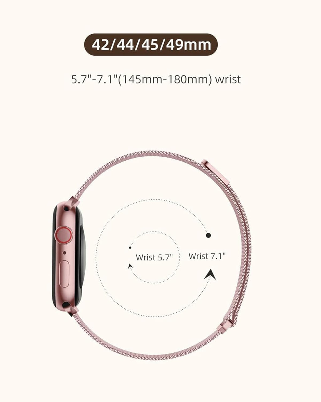 DV Milanese Strap Compatible with Apple Watch Straps 45mm 44mm 42mm Women Men, Magnetic Adjustable Band for iWatch Series 8 7 6 5 4 3 2 1 SE, Fashion Metal Strap for Smart iWatch (Rose Gold)