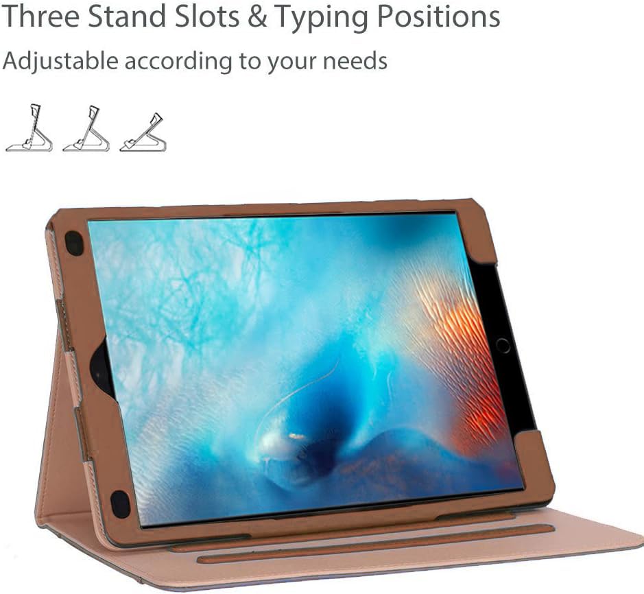 [Corner Protection] Multi-Angle Viewing Stand Case for iPad Pro 12.9 Inch 2015/2017 1st and 2nd Gen Models, Premium Leather, Magnetic Flip Stand Cover Auto Wake/Sleep
