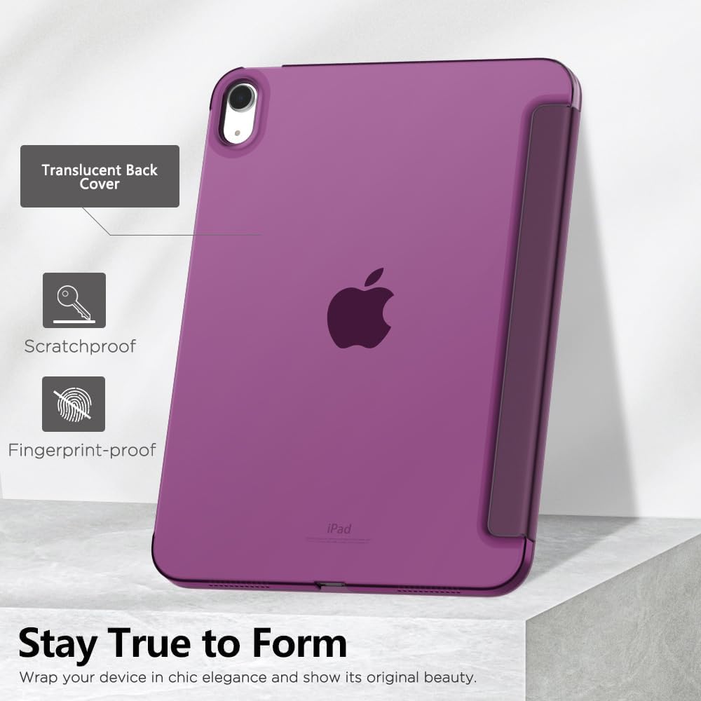 SU for A16 2025 11th / 10th Generation (2025/2022,11 inch/10.9 Inch), Slim Stand Hard PC Translucent Back Shell Smart Cover Case, Support Touch ID, Auto Wake/Sleep