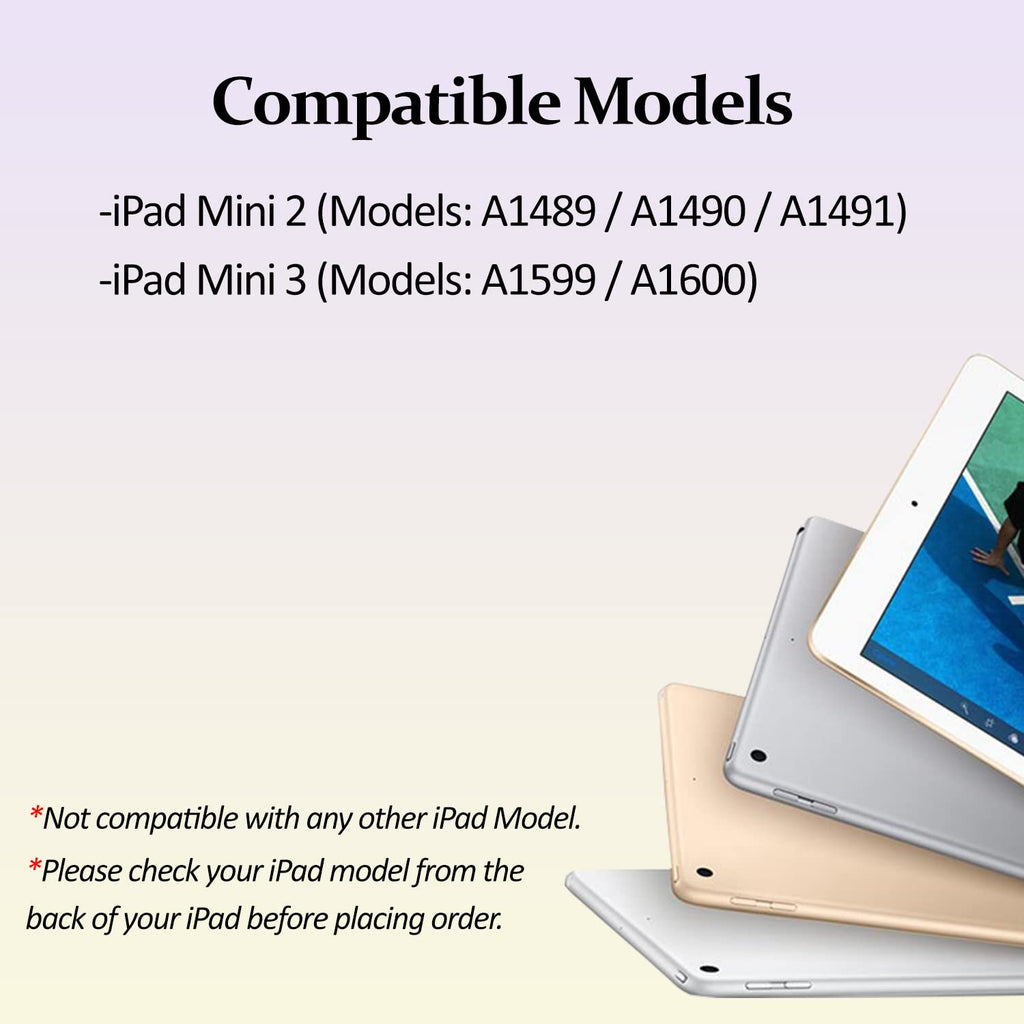 DV Case for iPad Mini 2 (A1489, A1490, A1491), iPad Mini 3 (A1599, A1600), 360 Degree Rotating Smart Stand Case, PU Leather, Slim and Lightweight Cover