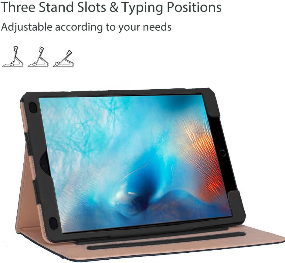 [Corner Protection] Multi-Angle Viewing Stand Case for iPad Pro 12.9 Inch 2015/2017 1st and 2nd Gen Models, Premium Leather, Magnetic Flip Stand Cover Auto Wake/Sleep