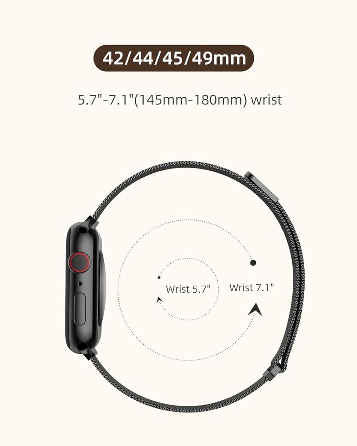 DV Milanese Strap Compatible with Apple Watch Straps 45mm 44mm 42mm Women Men, Magnetic Adjustable Band for iWatch Series 8 7 6 5 4 3 2 1 SE, Fashion Metal Strap for Smart iWatch (Charcoal)