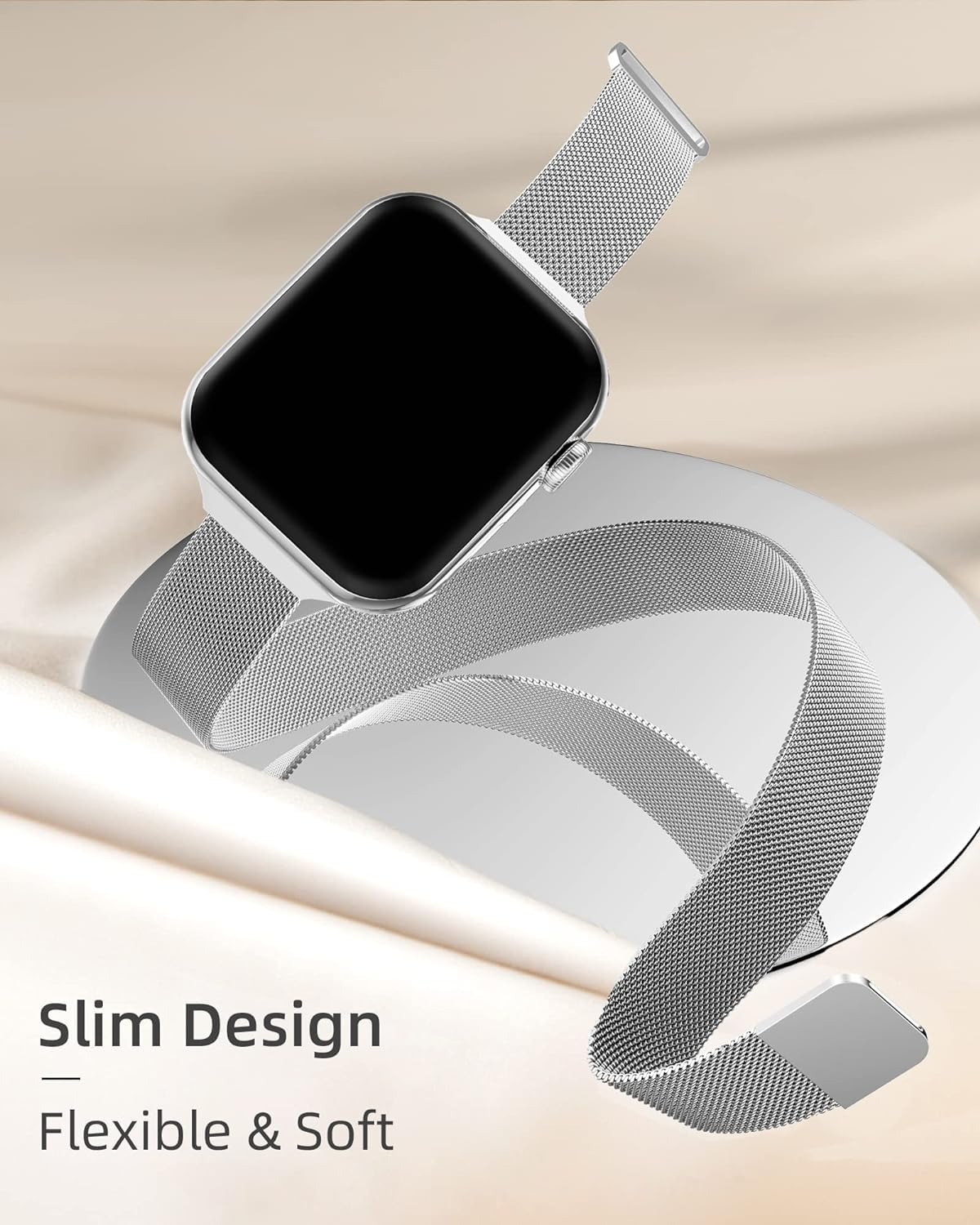 DV Milanese Strap Compatible with Apple Watch Straps 41mm 40mm 38mm Women Men, Dual Magnetic Adjustable Band for iWatch Series 8 7 6 5 4 3 2 1 SE, Fashion Metal Strap for Smart iWatch