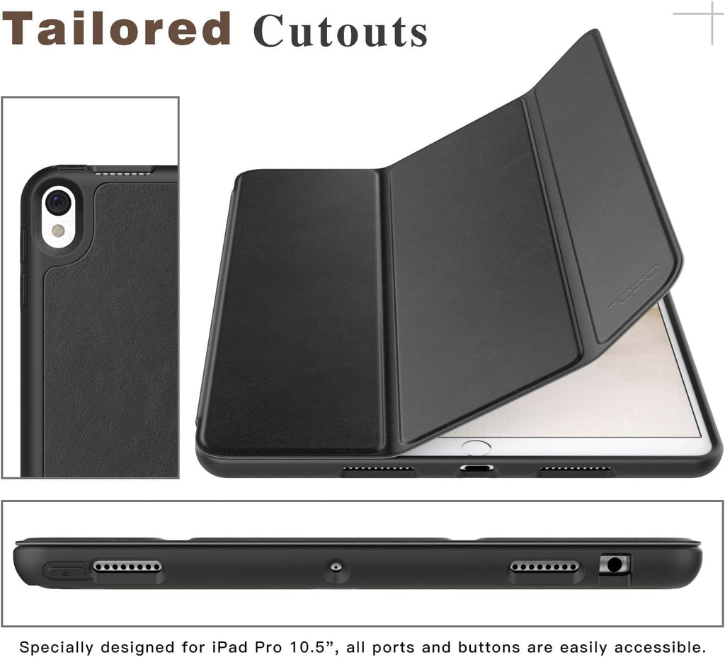 DV Case for iPad Air 3 (10.5-Inch 2019, 3rd Generation) and iPad Pro 10.5, DV Slim Tablet Cover with Soft TPU Back, Auto Wake/Sleep (Black)