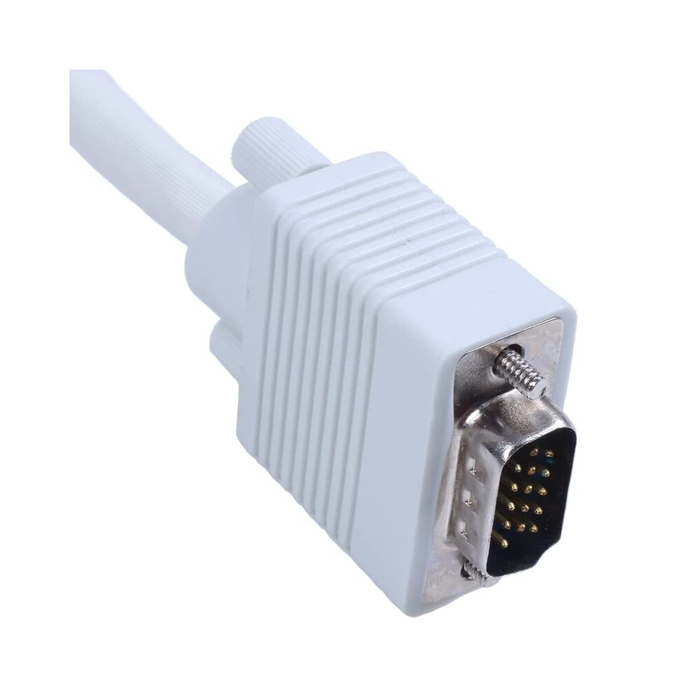 DV - 5 m – VGA Male to Male Cable for maximum quality, high-purity copper lines (Full HD, VGA to VGA, connects computer to screen, plasma TV & projector, 15-pin, monitor cable, White)