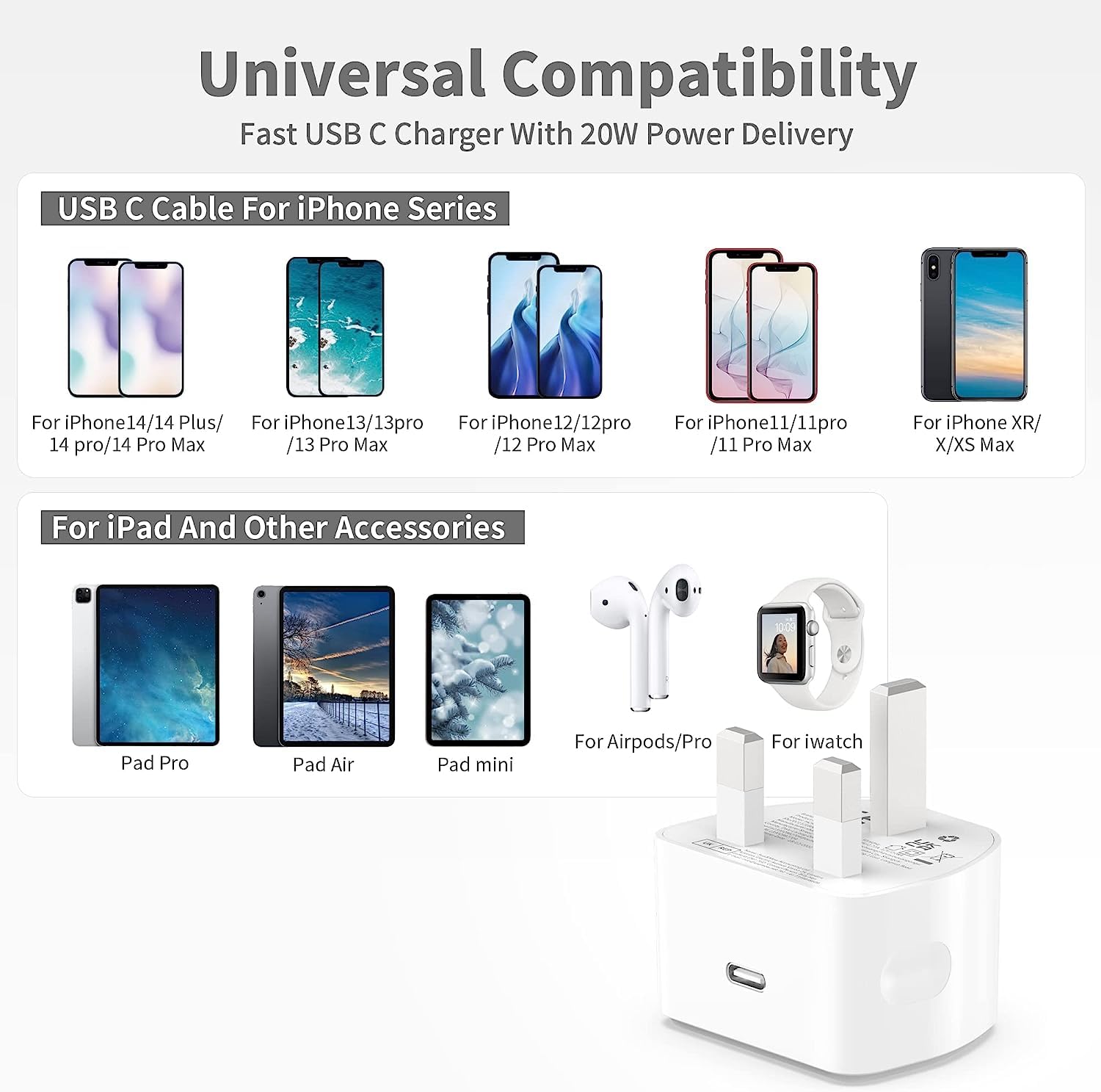 DV 20W USB C Fast Charger Plug Compatible with iPhone 14/14 Pro Max13/13 Pro/13 Pro Max/13 Mini/12/12 Pro/12 Pro Max/12 Mini/11/11 Pro/SE 2022/X Type C PD 3.0 Power Charger