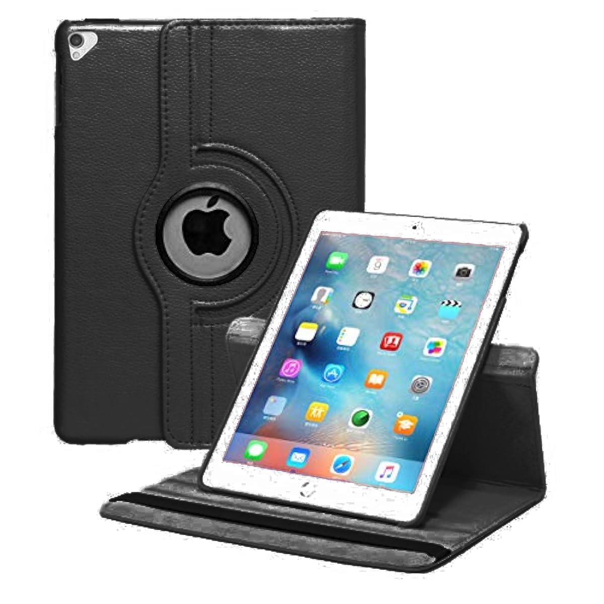 Case Compatible with Apple iPad Pro 12.9" (1st & 2nd Generation, 2015 & 2017 Model) Shockproof PU Leather Book Style Flip Folio 360° Rotating Protection Cover With Auto Wake/Sleep