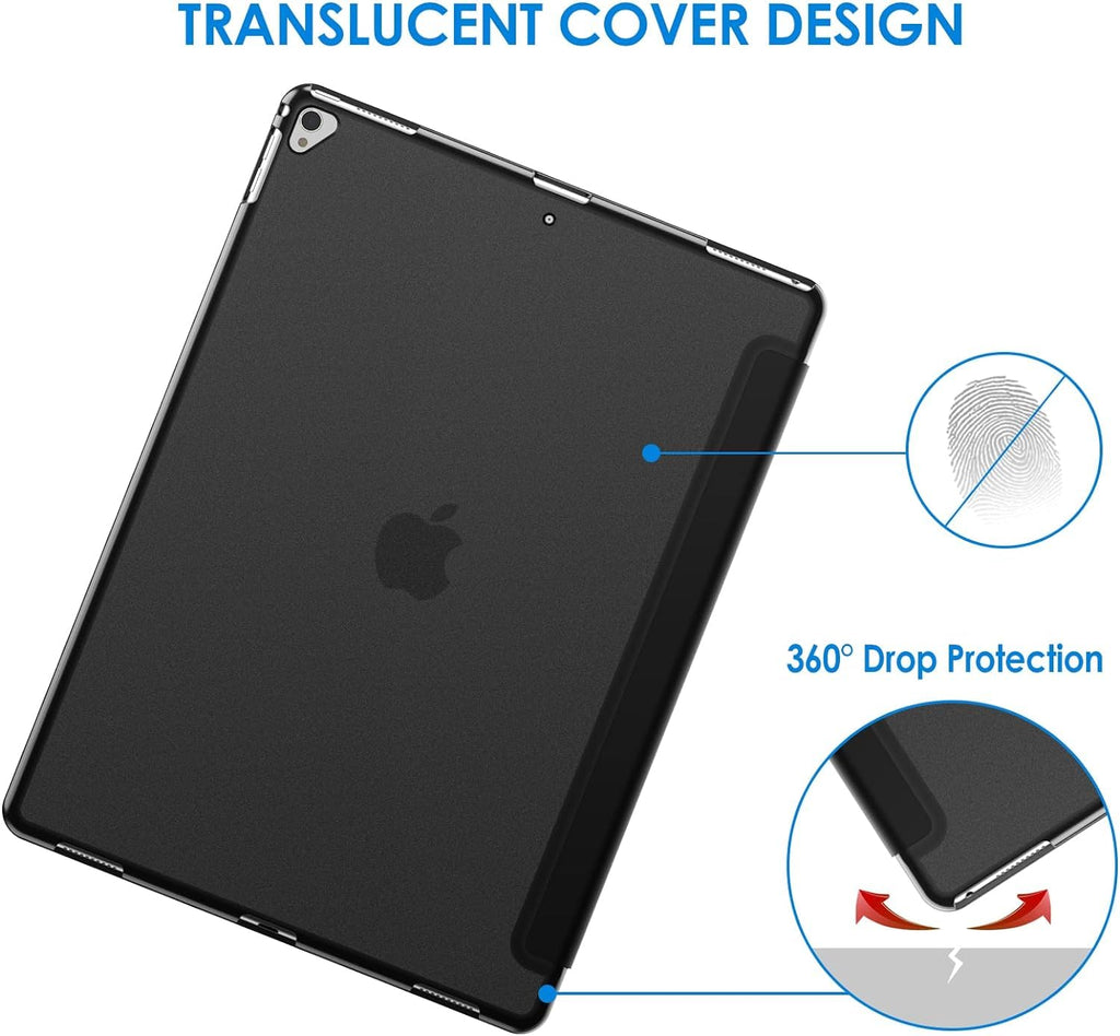 SU Case for iPad Pro 12.9 Case 2nd Generation 2017/1st Generation 2015(Model: A1584 A1652 A1670 A1671 A1821), Ultra Slim Lightweight Stand Smart Case with Translucent Frosted Back Cover