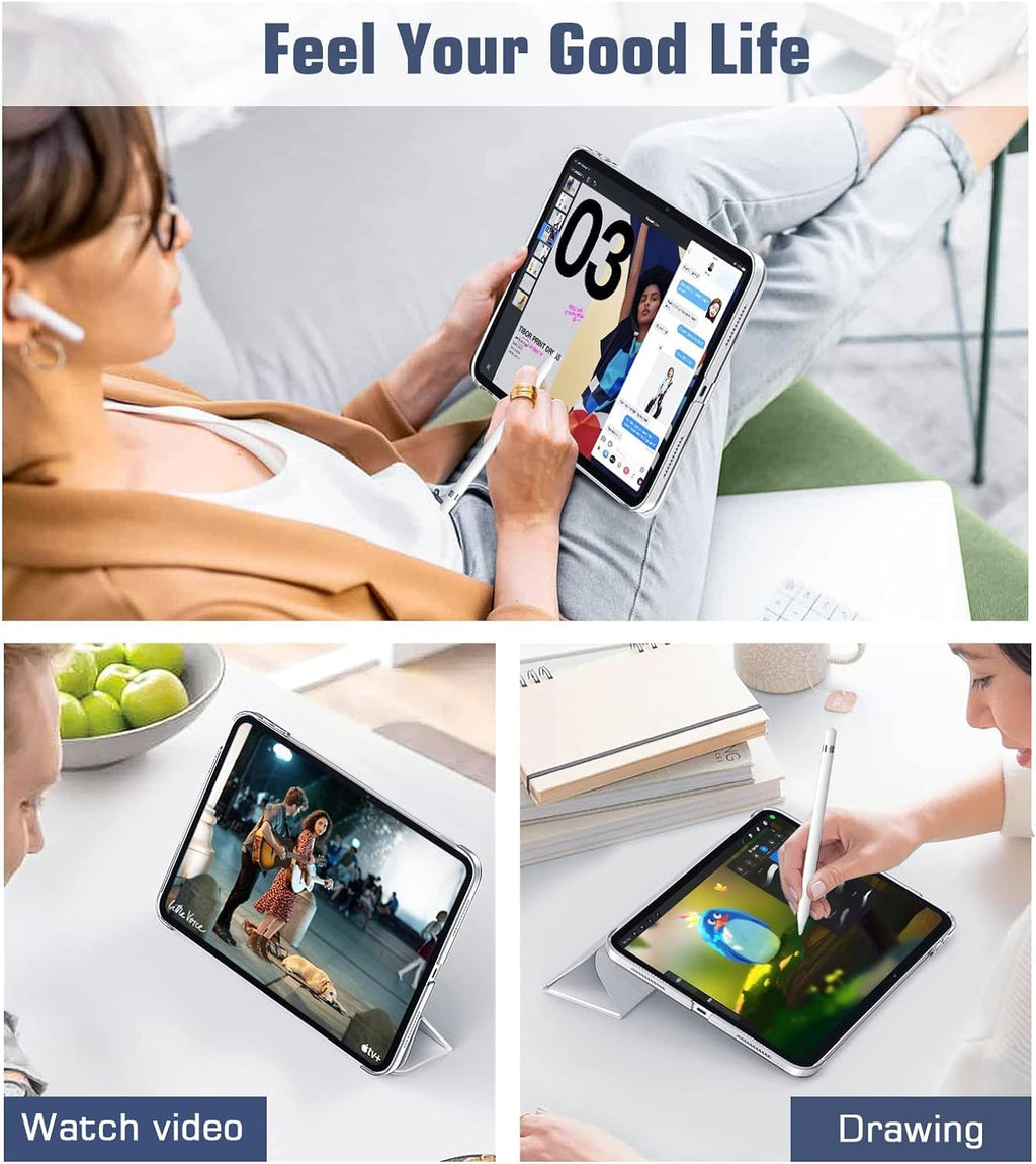 SU for A16 2025 11th / 10th Generation (2025/2022,11 inch/10.9 Inch), Slim Stand Hard PC Translucent Back Shell Smart Cover Case, Support Touch ID, Auto Wake/Sleep