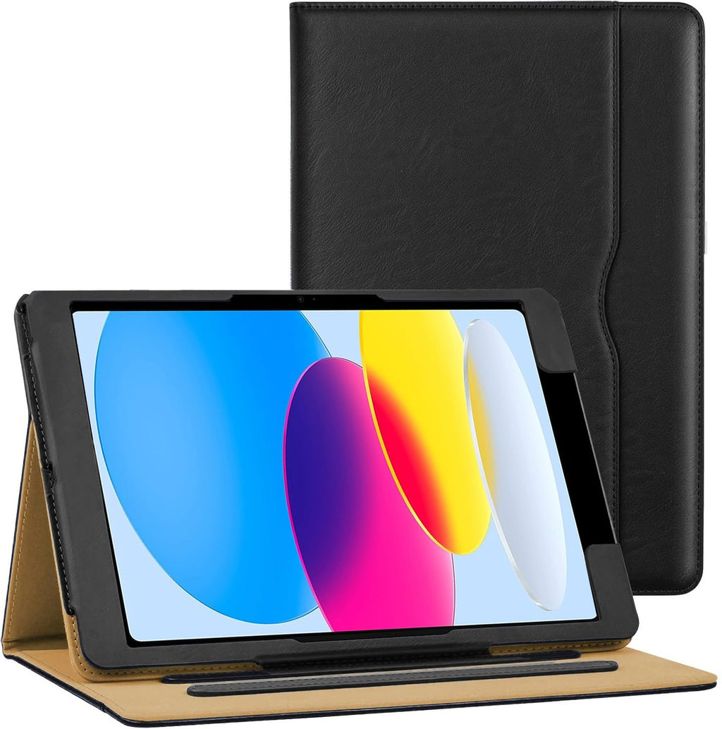 Leather Case For iPad A16 2025 11th / 10th Generation (2025/2022,11 inch/10.9 Inch) Premium Blue/Tan Leather, Magnetic Flip Stand Cover Auto Wake/Sleep