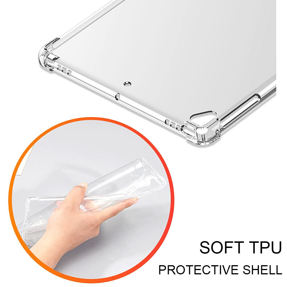 (DV) Silicone Gel Bumper Case for Apple iPad 10.2" 2019/2020/2021 (7th/8th/9th) Generations - Slim Back Shell Soft Transparent Cover