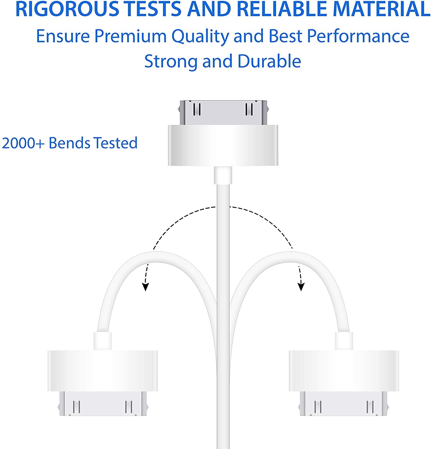 DIGITAL VANGUARD DISCOVERING POSSIBILITIES DV USB Sync and Charging Data Cable compatible with iPhone 4/4s, 3G/3GS, iPad 1/2/3, 30-Pin Cables Charger Lead - 1M White
