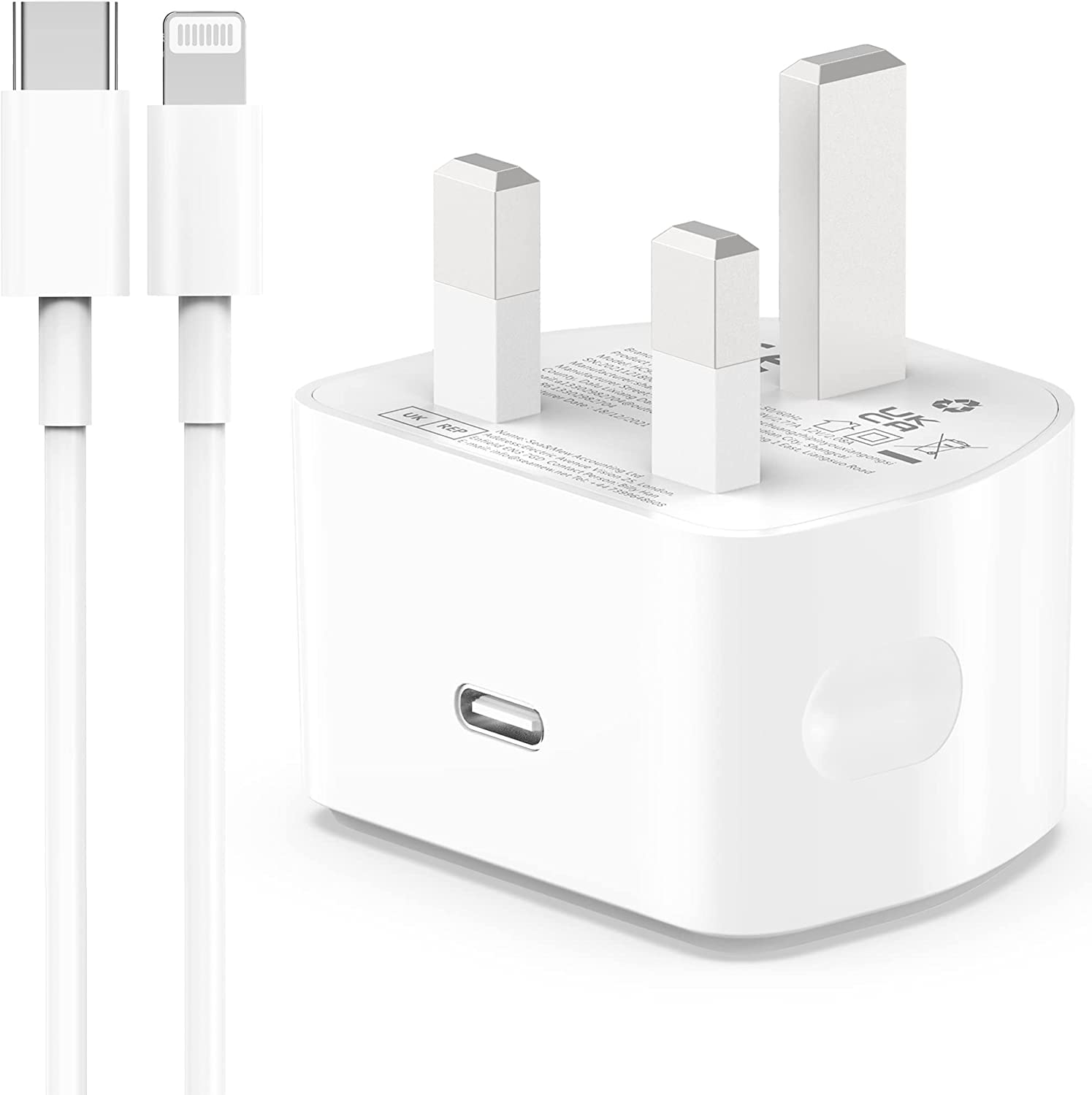 DV 20W USB C Fast Charger With Cable Compatible with iPhone 15 14/14 Plus/14 Pro/14 Pro Max/13 12 11 X XR XS SE 8 7 6 6S Mini, Pad Pro, USBC PD Charging Plug UK Type C Power Adapter and 3.2FT Cord