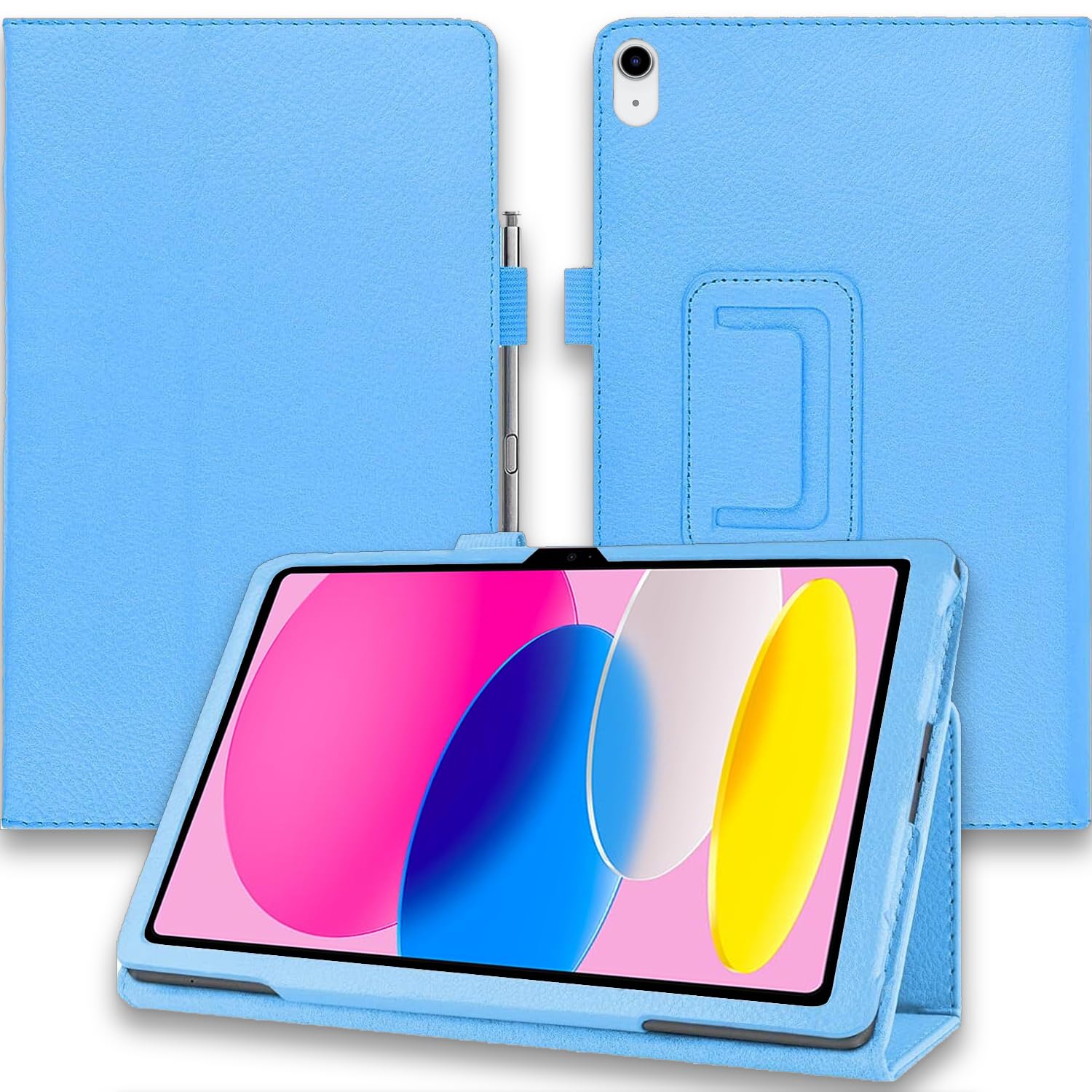 Selling United iPad 10th Gen Case PU Leather Pencil Holder Smart Cover Flip Stand Shockproof for Apple iPad 10th Gen 10.9 inch 2022, Support Touch ID, Auto Wake/Sleep