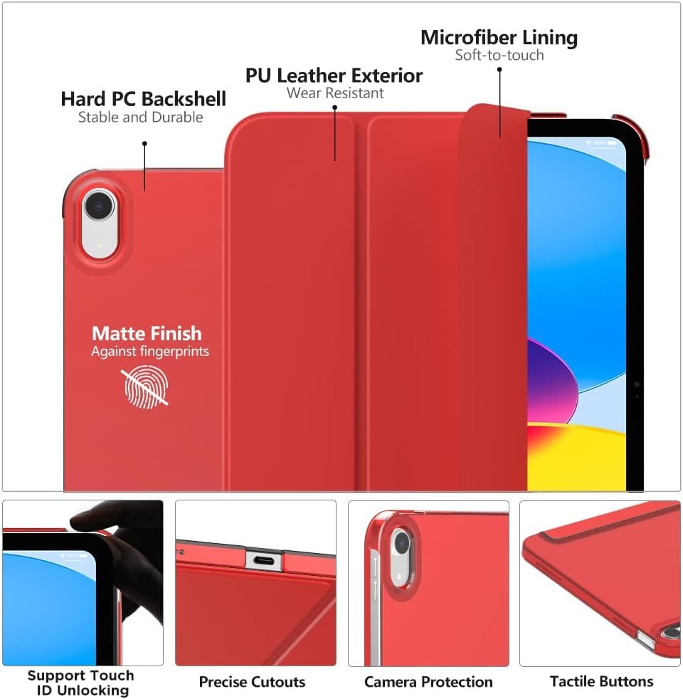 SU for A16 2025 11th / 10th Generation (2025/2022,11 inch/10.9 Inch), Slim Stand Hard PC Translucent Back Shell Smart Cover Case, Support Touch ID, Auto Wake/Sleep