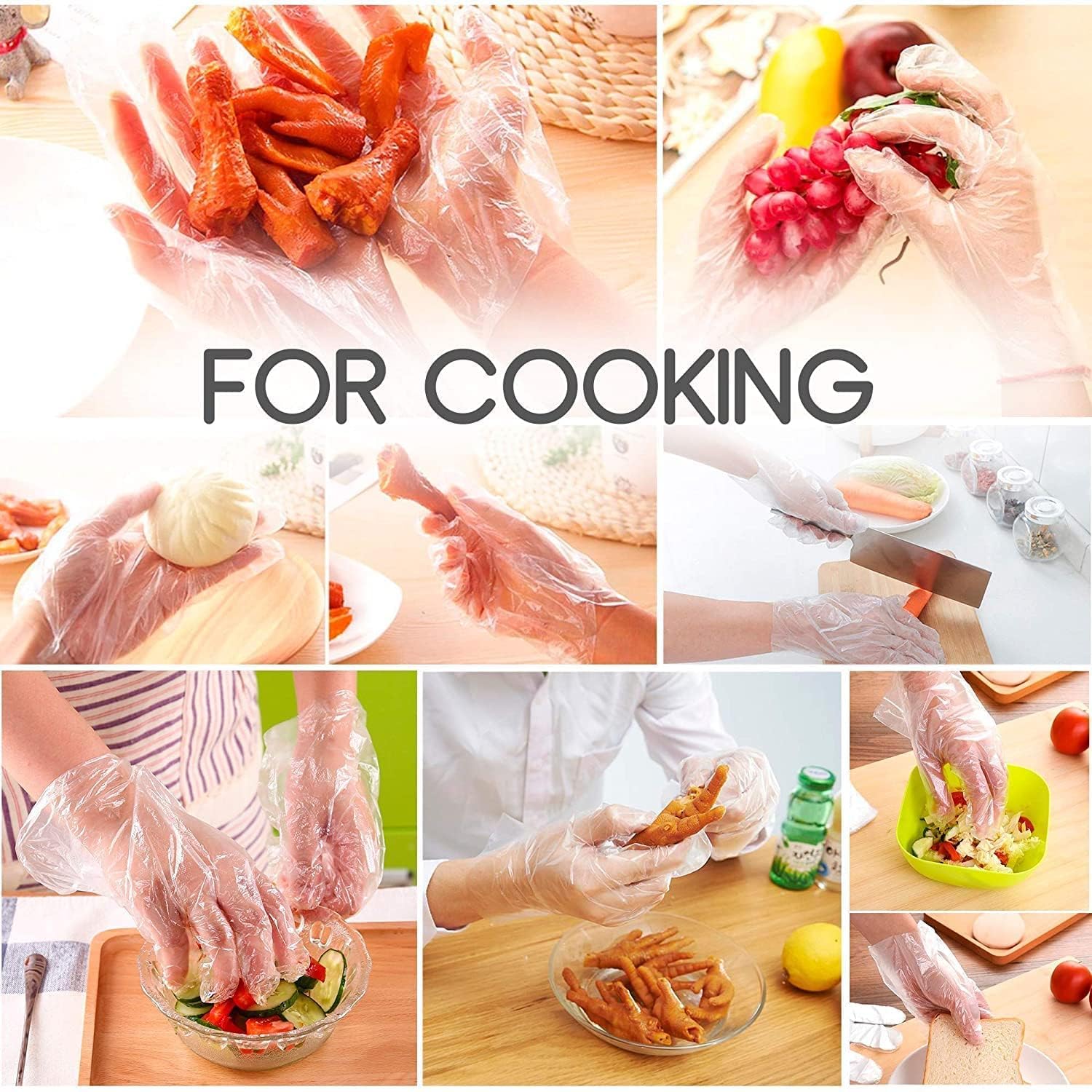 DV 100 Pack Disposable Gloves, Clear Polythene, Latex and Powder Free, Cleaning and Food Preparation Gloves for Kitchen, Ideal as Catering, DIY and Hair Dye Gloves