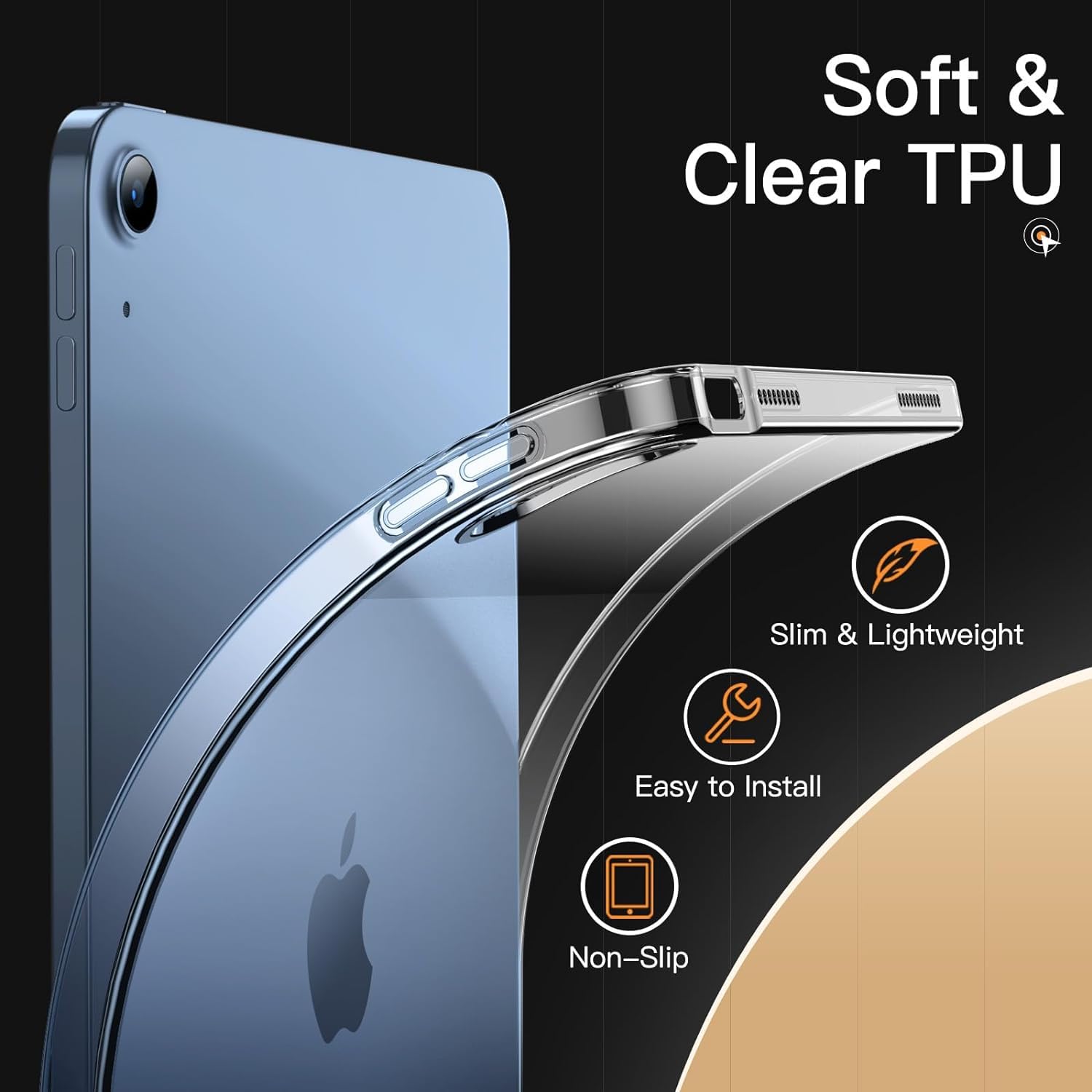 Shockproof Case for (A16) 11th Generation 11 Inch 2025/ iPad 10th Generation 10.9 Inch 2022, Soft TPU Transparent Slim Shockproof Tablet Cover (Clear)