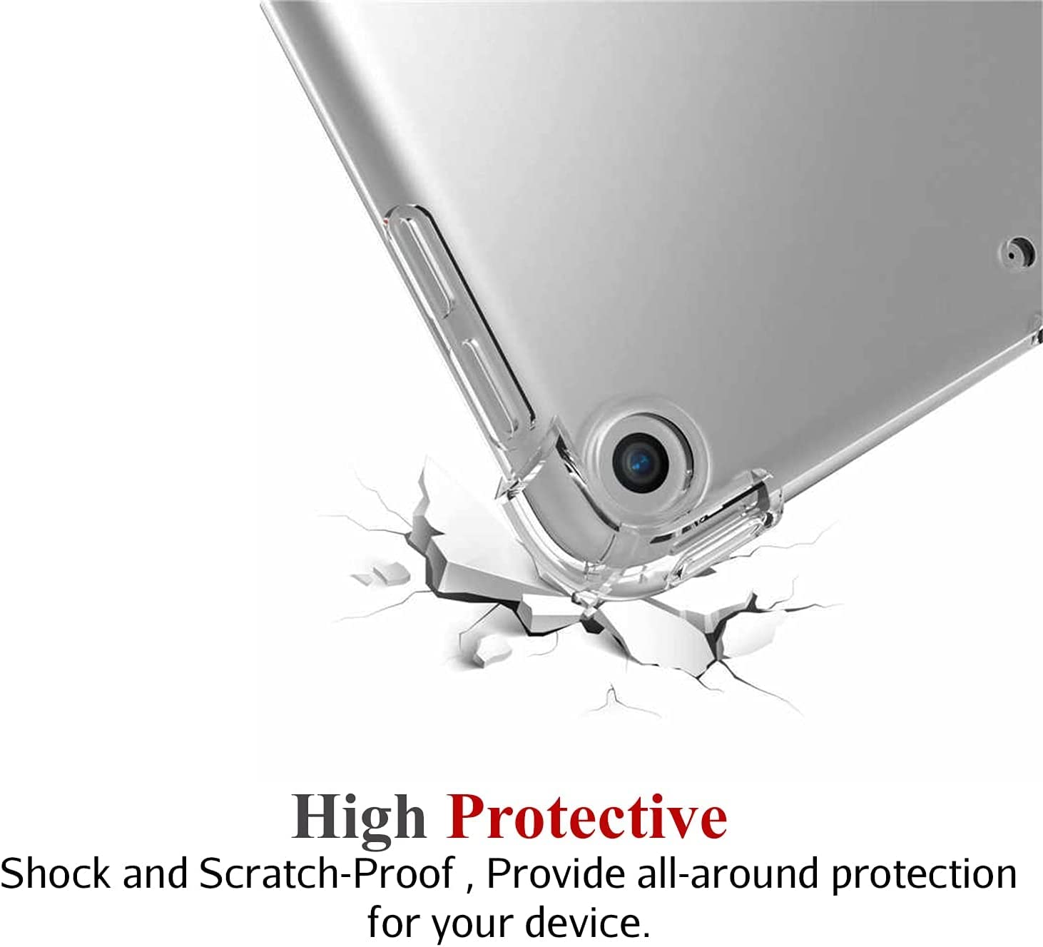 PURE HITECH Silicone Gel Bumper Case for Apple iPad 10.2" 2019/2020/2021 (7th/8th/9th) Generations - Slim Back Shell Soft Transparent Cover