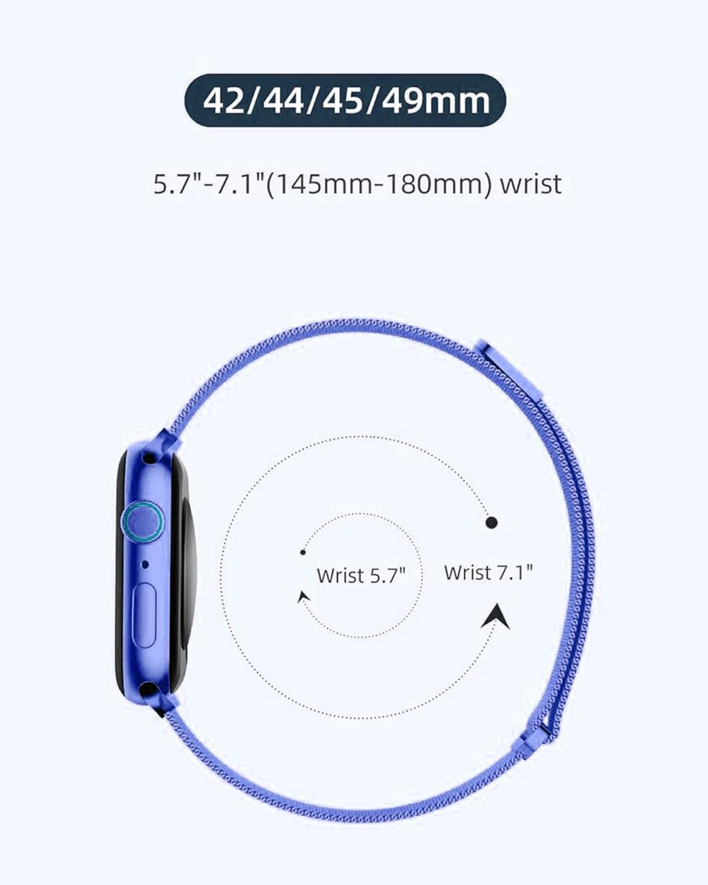 DV Milanese Strap Compatible with Apple Watch Straps 45mm 44mm 42mm Women Men, Magnetic Adjustable Band for iWatch Series 8 7 6 5 4 3 2 1 SE, Fashion Metal Strap for Smart iWatch (Blue)