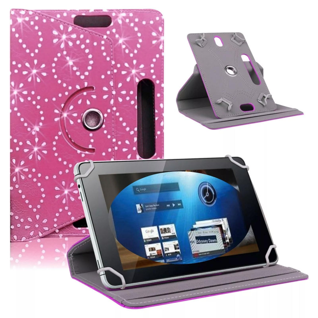 Universal 7-8 Inch Tablet Case Cover, Floral Pattern Leather 360° Rotating Case Fits for ALL 7" Inch
