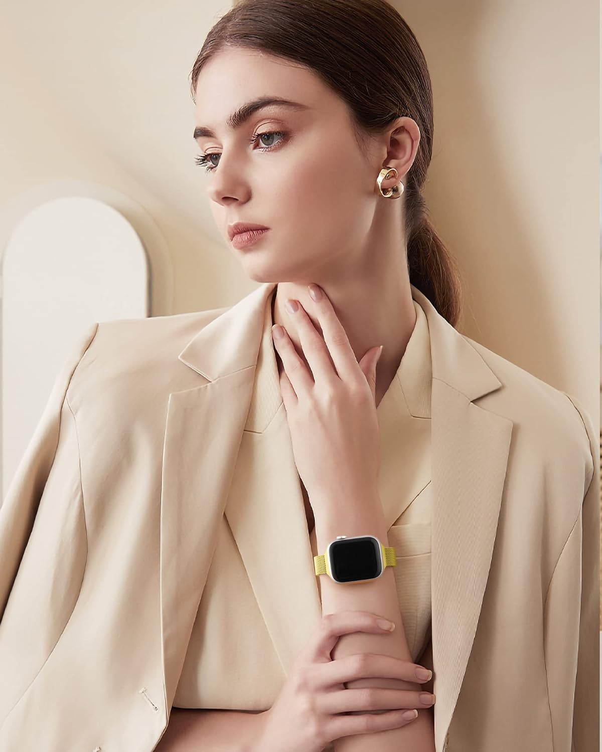 DV Milanese Strap Compatible with Apple Watch Straps 41mm 40mm 38mm Women Men, Dual Magnetic Adjustable Band for iWatch Series 8 7 6 5 4 3 2 1 SE, Fashion Metal Strap for Smart iWatch