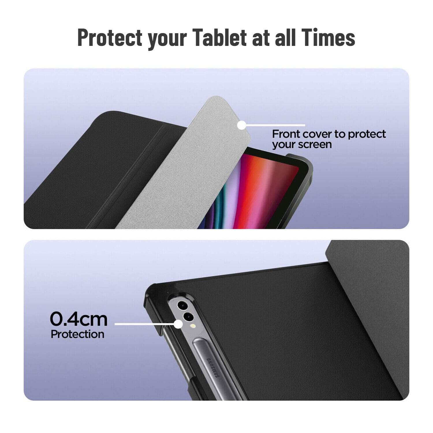 Case for Samsung Galaxy Tab S10 FE 2025/ S9 FE 10.9 Inch/ S9 11 Inch 2023, Multi-Angle Viewing Protective Cover with Pocket, Auto Sleep/Wake