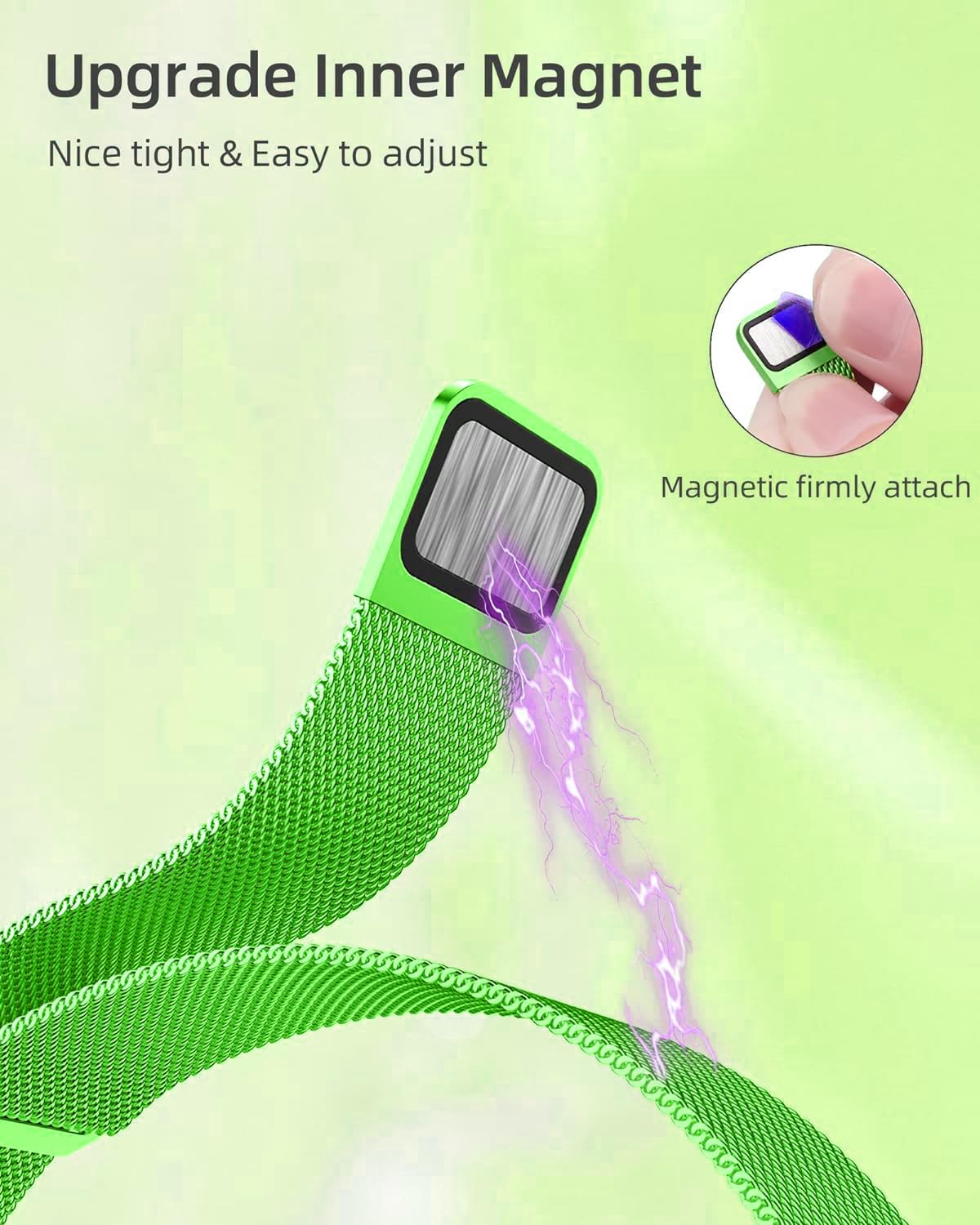 DV Milanese Strap Compatible with Apple Watch Straps 45mm 44mm 42mm Women Men, Magnetic Adjustable Band for iWatch Series 8 7 6 5 4 3 2 1 SE, Fashion Metal Strap for Smart iWatch (Green)