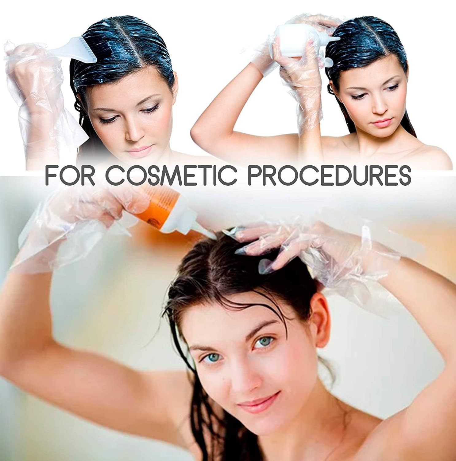 DV 100 Pack Disposable Gloves, Clear Polythene, Latex and Powder Free, Cleaning and Food Preparation Gloves for Kitchen, Ideal as Catering, DIY and Hair Dye Gloves