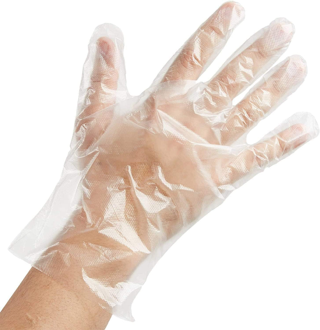 DV 100 Pack Disposable Gloves, Clear Polythene, Latex and Powder Free, Cleaning and Food Preparation Gloves for Kitchen, Ideal as Catering, DIY and Hair Dye Gloves