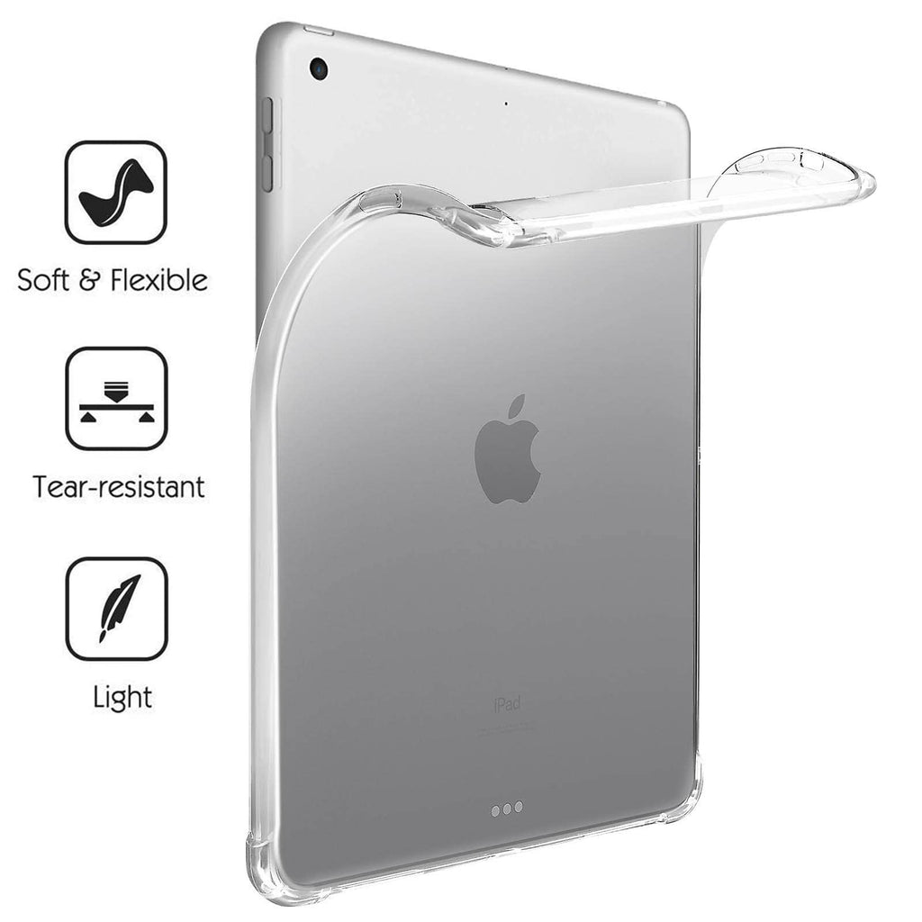 PURE HITECH Apple iPad 9.7 Inch (6th Generation 2018 / 5th Gen 2017 / Air 1 2013 / Air 2 2014) Bumper Case - Silicone Gel Transparent Soft Back Shell Cover, Slim Lightweight Clear