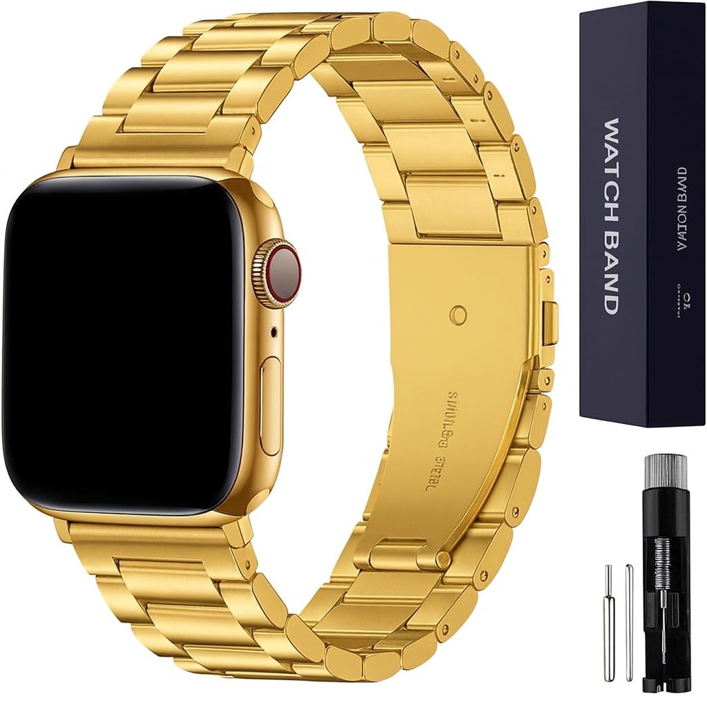 Metal Band Compatible with Apple Watch Strap 49mm 46mm 45mm 44mm 42mm 41mm 40mm 38mm, Steel Watch Band for iWatch Ultra3/2/1 SE3/SE2/SE Series S11/10/9/8/7/6/5/4/3/2/1