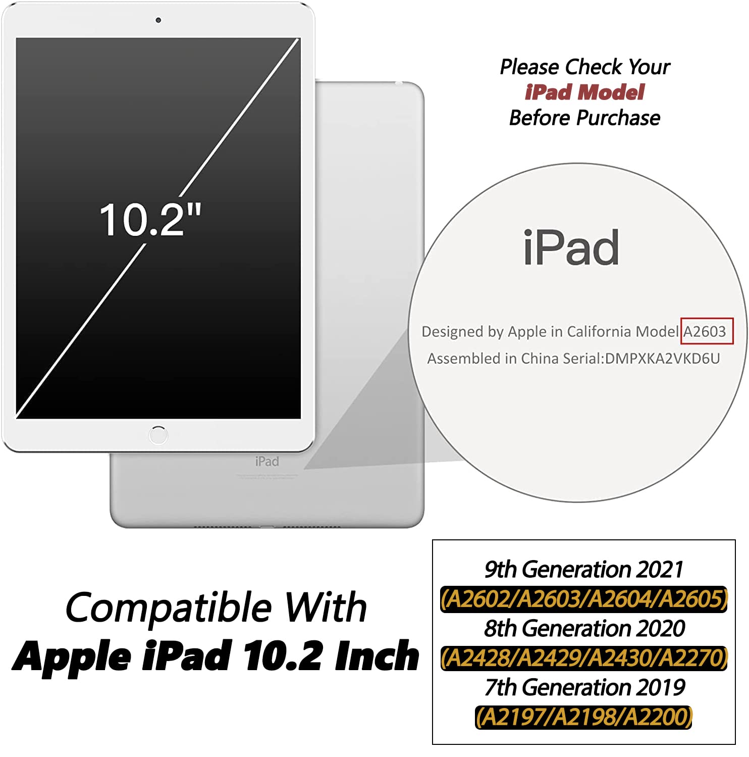 PURE HITECH Case for iPad 10.2 inch 2021/2020/2019 (9th/8th/7th Generations) | TPU Silicone Gel Transparent iPad 10.2 Case