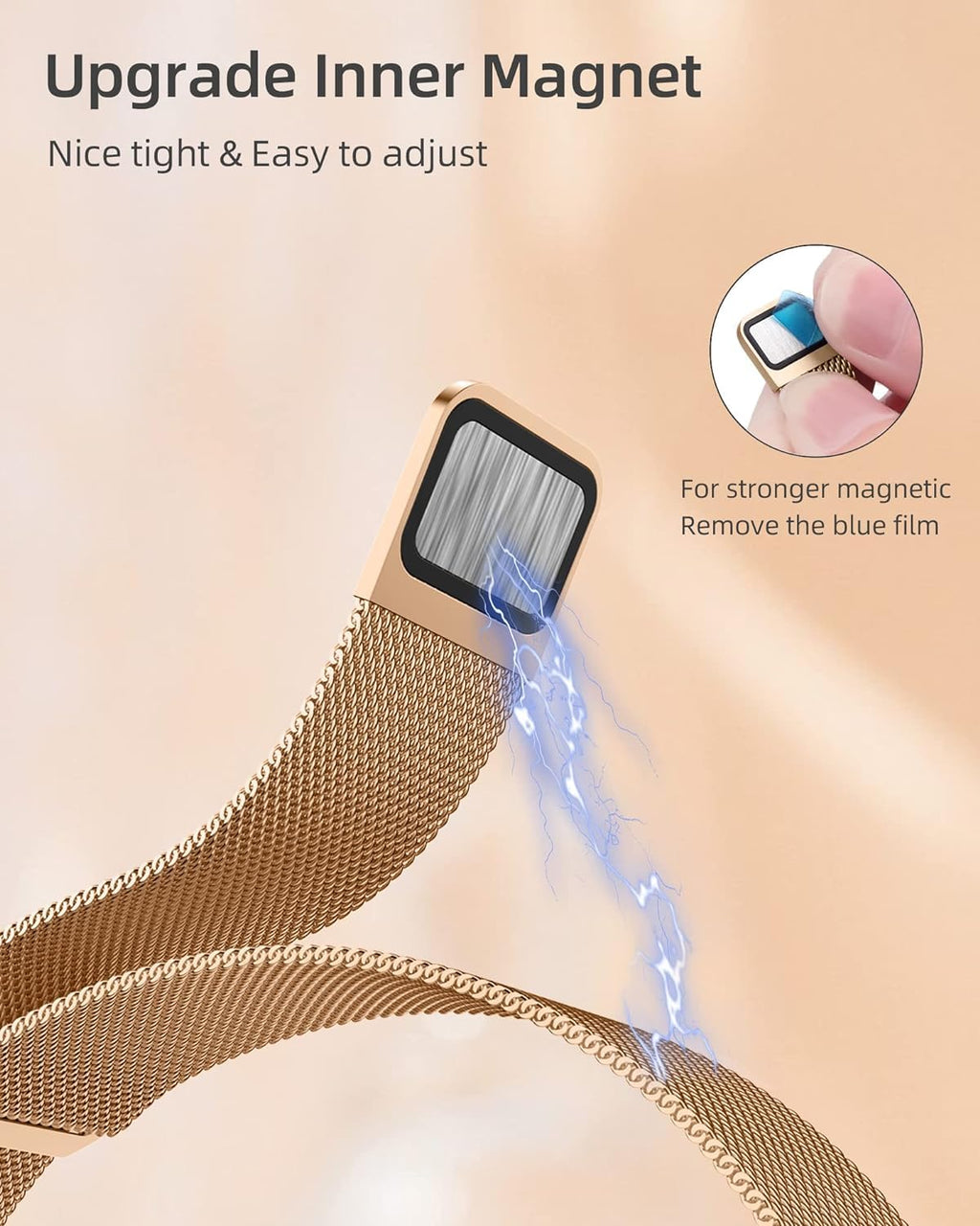 DV Milanese Strap Compatible with Apple Watch Straps 41mm 40mm 38mm Women Men, Dual Magnetic Adjustable Band for iWatch Series 8 7 6 5 4 3 2 1 SE, Fashion Metal Strap for Smart iWatch