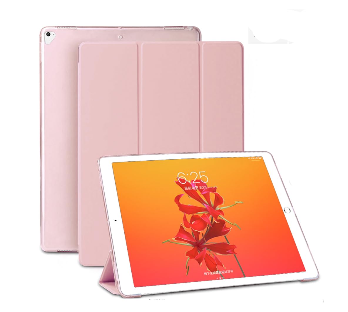 SU Case for iPad Pro 12.9 Case 2nd Generation 2017/1st Generation 2015(Model: A1584 A1652 A1670 A1671 A1821), Ultra Slim Lightweight Stand Smart Case with Translucent Frosted Back Cover