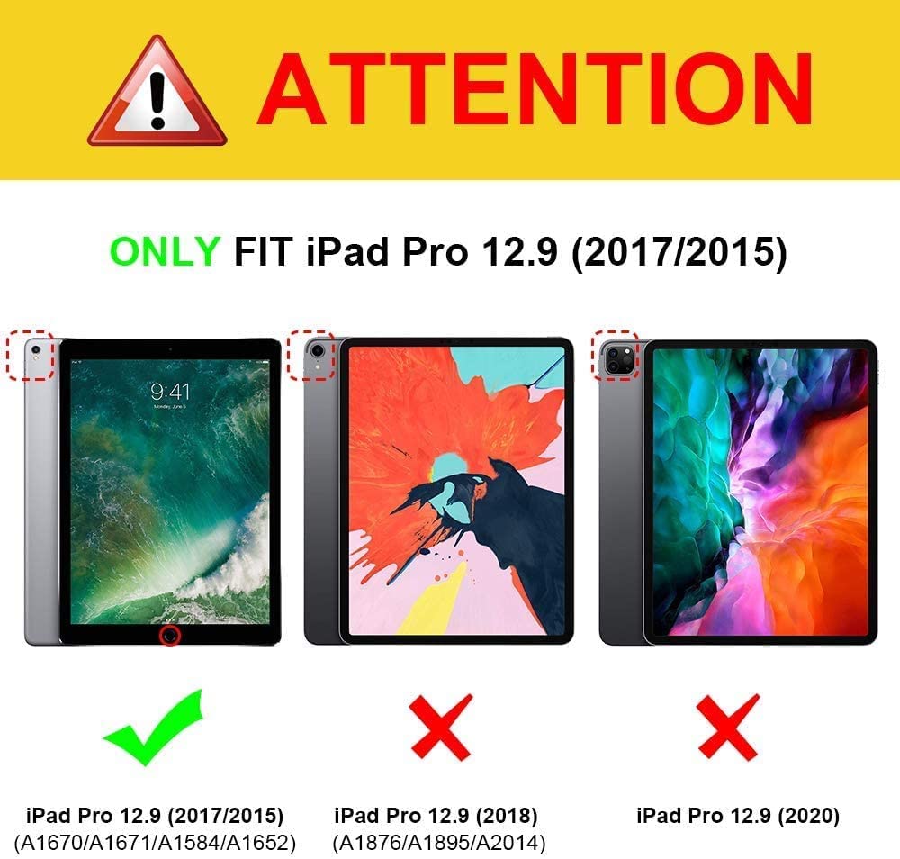 DV Rotating Case for iPad Pro 12.9 (2nd Gen) 2017 / iPad Pro 12.9 (1st Gen) 2015-360 Degree Rotating Stand Case with Smart Protective Cover Auto Sleep/Wake