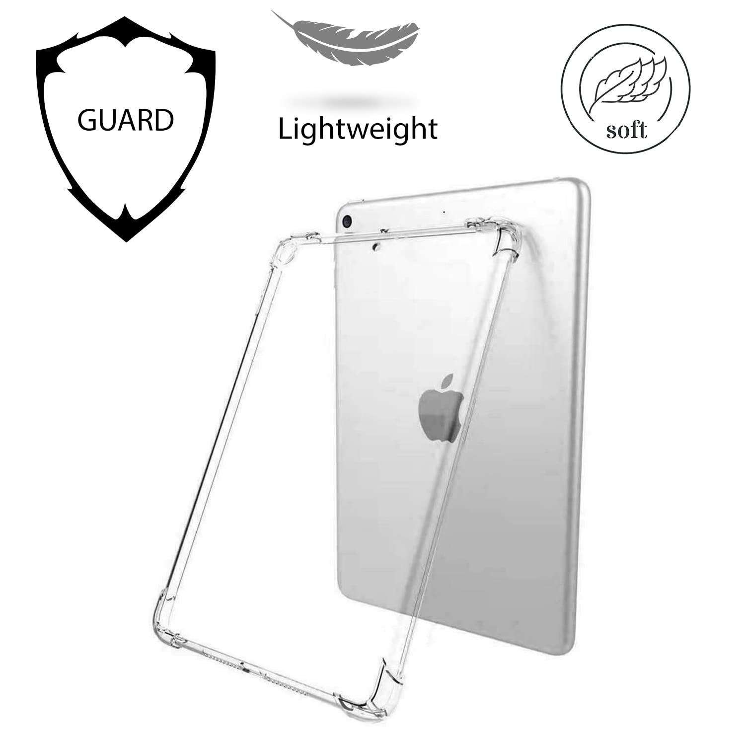 PURE HITECH Silicone Gel Bumper Case for Apple iPad 10.2" 2019/2020/2021 (7th/8th/9th) Generations - Slim Back Shell Soft Transparent Cover