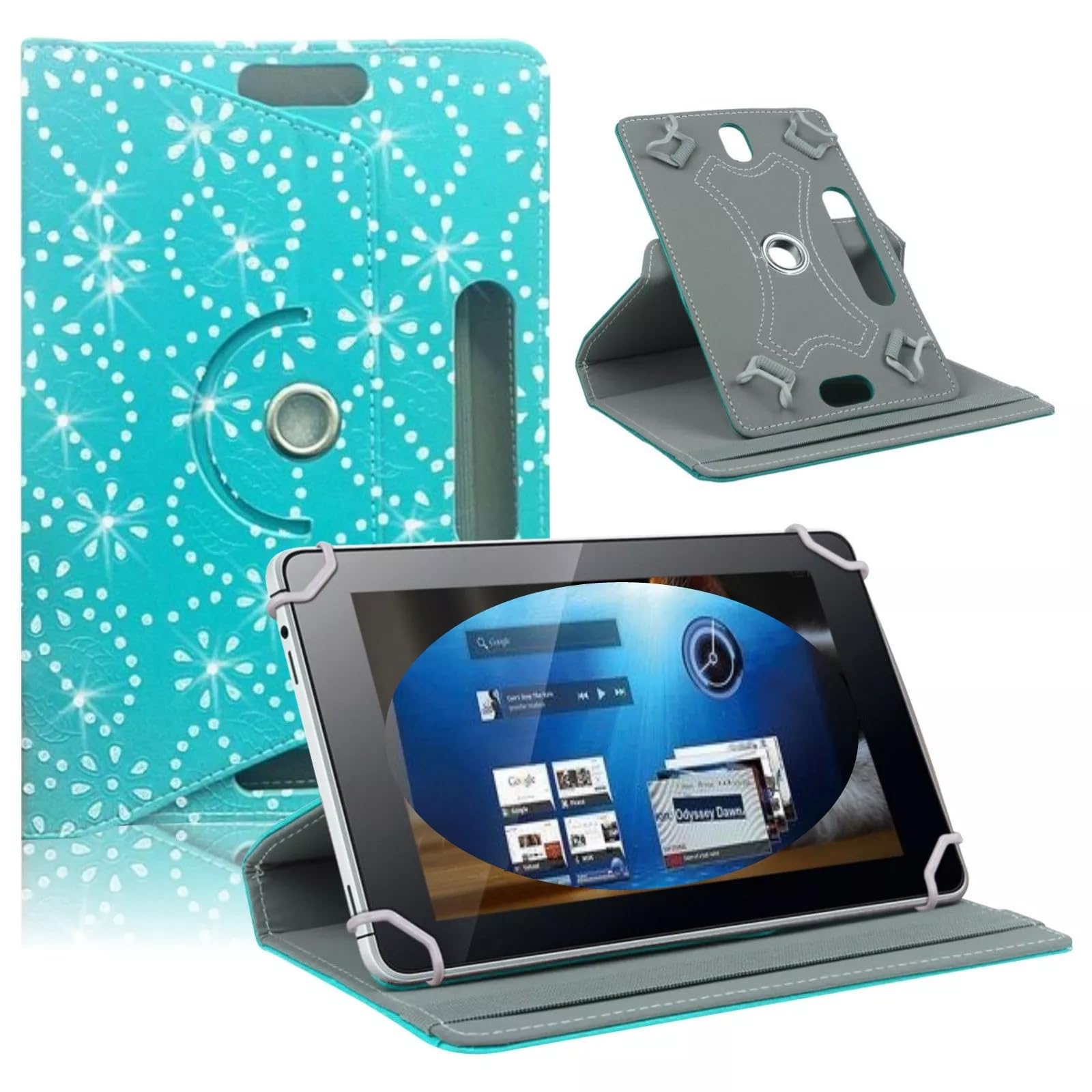 Universal 7-8 Inch Tablet Case Cover, Floral Pattern Leather 360° Rotating Case Fits for ALL 7" Inch