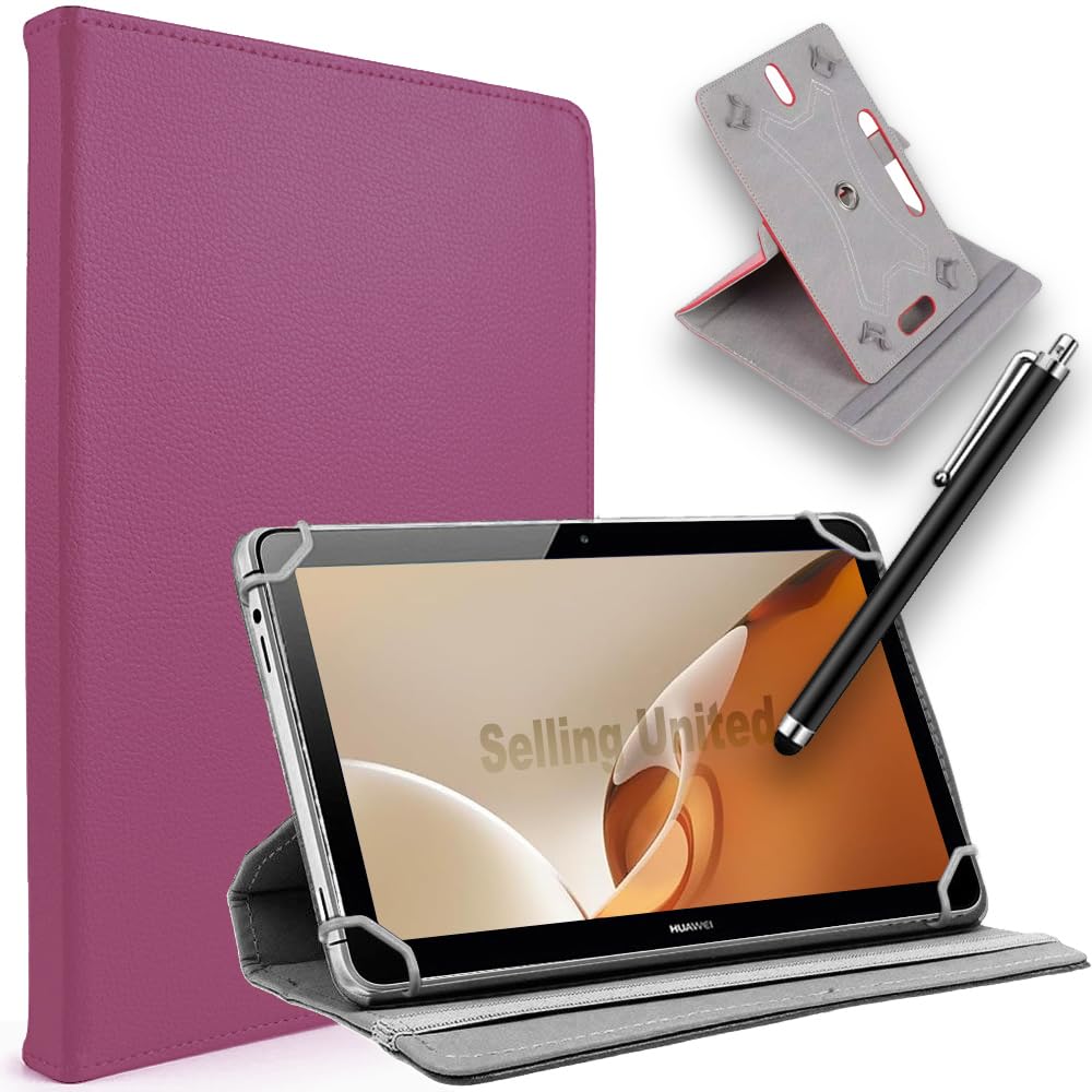 SU 10 inch Tablet Case - Universal Stand Case Folio Cover Magic Leather 360° Rotating Case Fits for ALL 10 Inch & 10.1in Inch Tablets + Stylus Pen