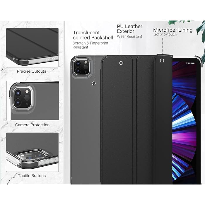 Selling United Case for iPad Pro 12.9-Inch (6th/5th Generation, 2022/2021 Model), Slim Stand Hard Back Shell Smart Cover with Auto Wake/Sleep