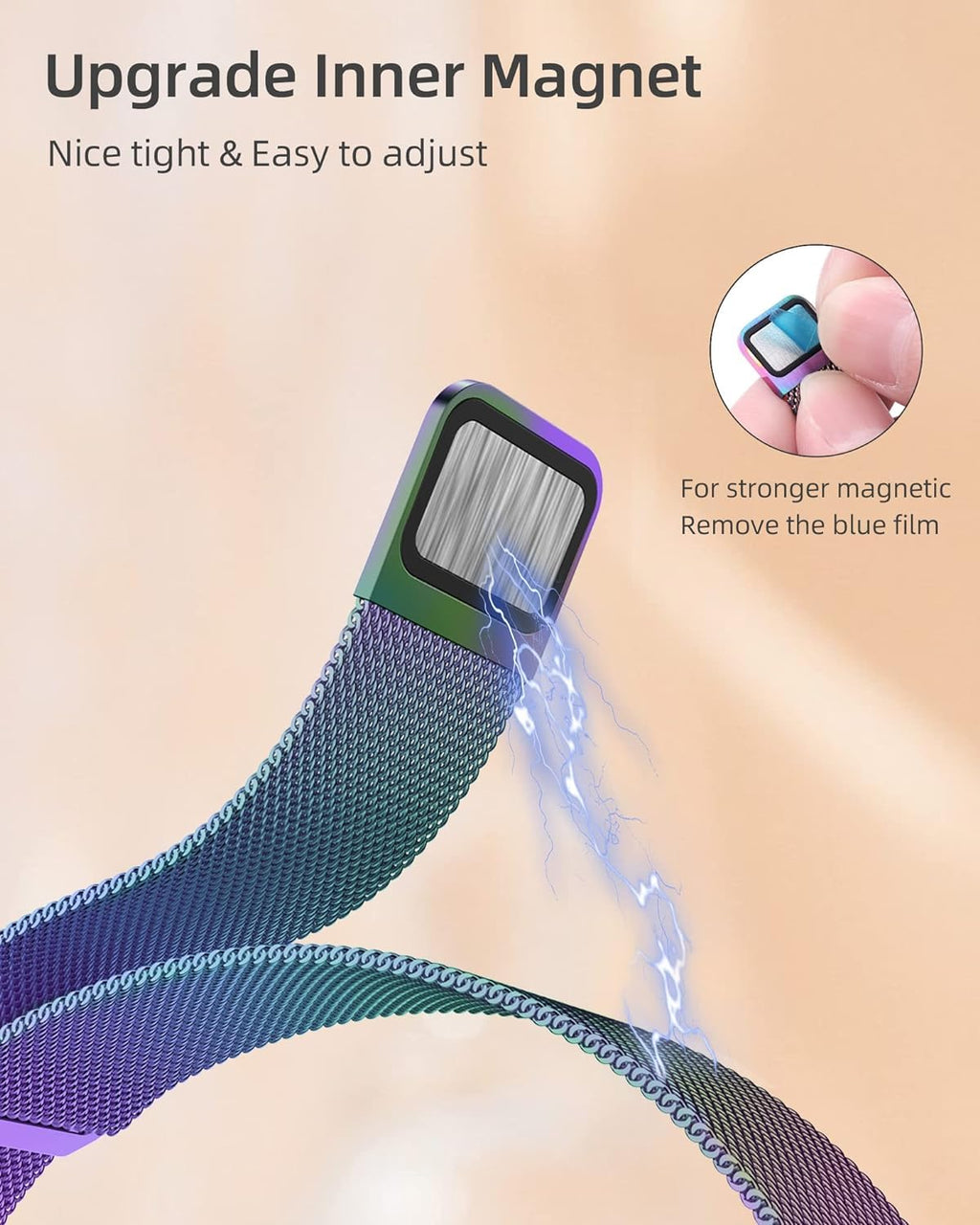 DV Milanese Strap Compatible with Apple Watch Straps 41mm 40mm 38mm Women Men, Dual Magnetic Adjustable Band for iWatch Series 8 7 6 5 4 3 2 1 SE, Fashion Metal Strap for Smart iWatch