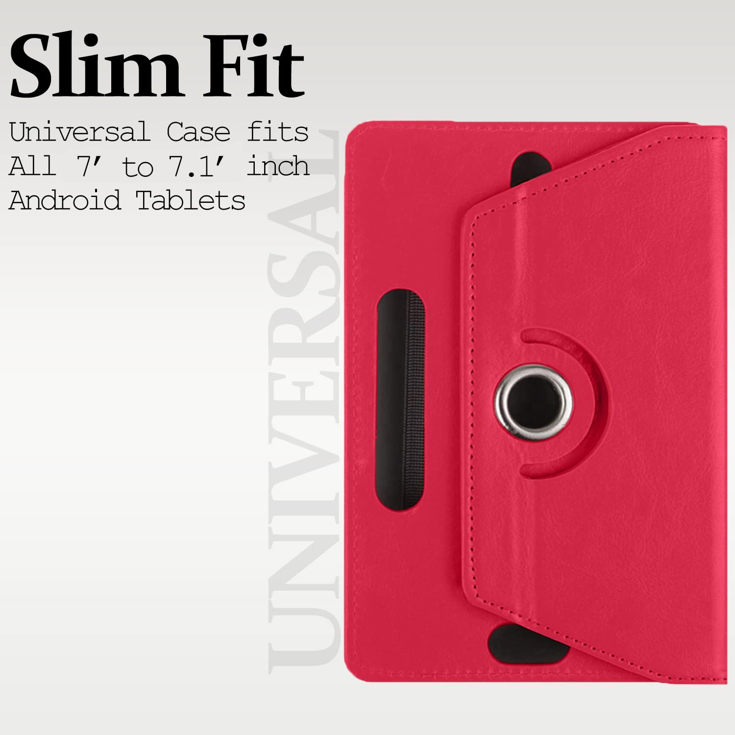 Universal 7 inch 360 Rotating Case Fits All 7 and 7.1 inches Android Tablets, Smooth Interior, PU Leather Exterior Supports Multiple Viewing Angles, Lightweight Folio Wallet Case Cover