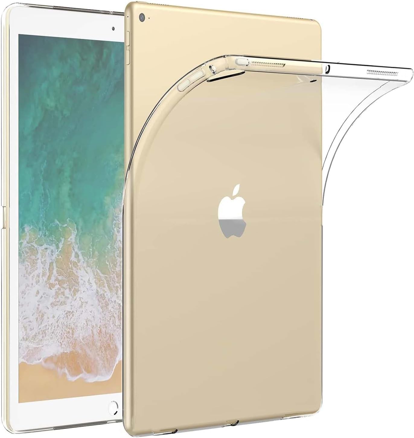 Clear Silicone Case for 2015/2017 iPad Pro 12.9 inches, Transparent, Flexible, Soft TPU Cover