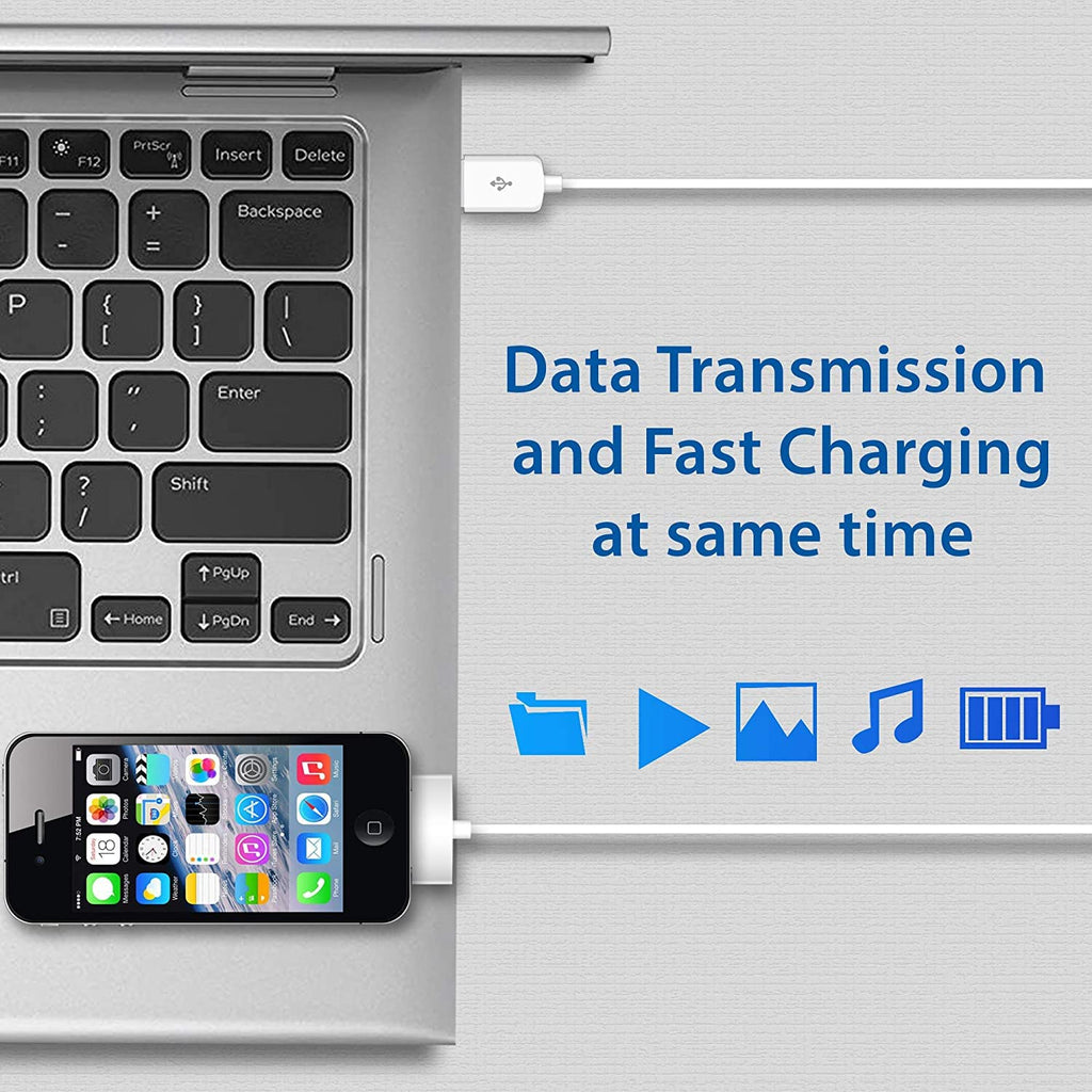 DIGITAL VANGUARD DISCOVERING POSSIBILITIES DV USB Sync and Charging Data Cable compatible with iPhone 4/4s, 3G/3GS, iPad 1/2/3, 30-Pin Cables Charger Lead - 1M White