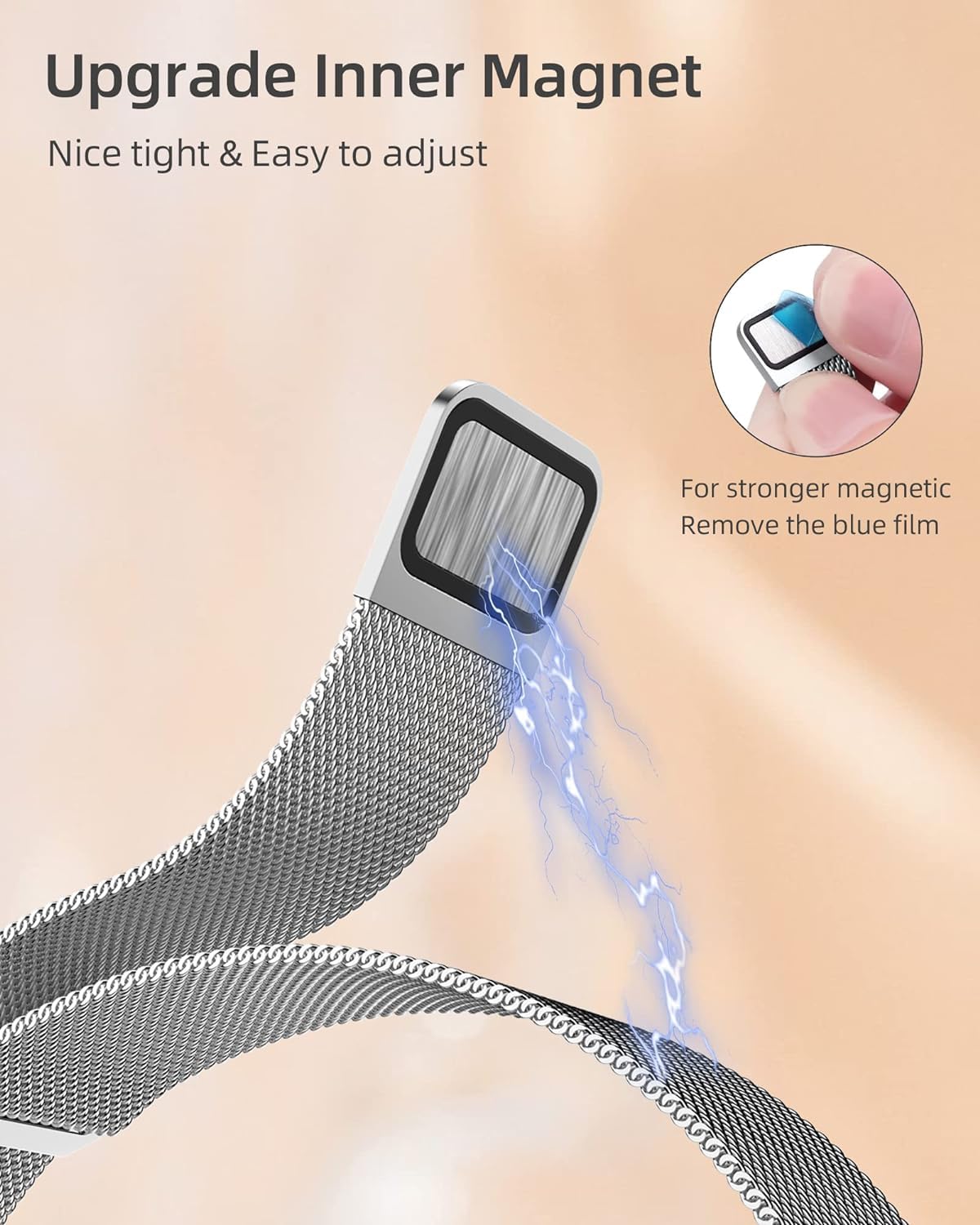 DV Milanese Strap Compatible with Apple Watch Straps 41mm 40mm 38mm Women Men, Dual Magnetic Adjustable Band for iWatch Series 8 7 6 5 4 3 2 1 SE, Fashion Metal Strap for Smart iWatch