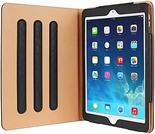 SU iPad Air 1/ Air 2 Case - Leather Stand Folio Case Cover for iPad Air 1/Air 2 (9.7 Inch Launched 2013/2014) Case with Multiple Viewing Angles, Document Card Pocket(All Black)